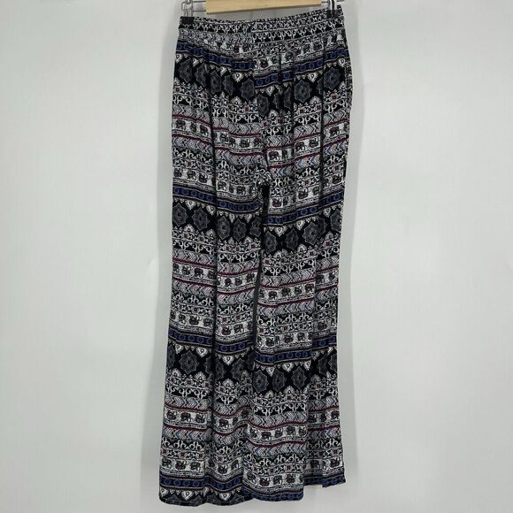 Yak & Yeti Boho Wide Leg Crop Pants Pull On Black Mixed Pattern Size XL - Picture 5 of 9
